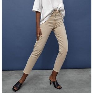 H&M Light Beige High Waisted Mom Jeans